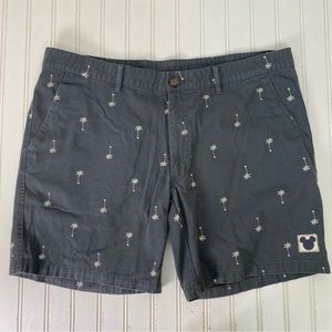 Junk Food Shorts Mens L Gray Disney with Palm‎ Tree Print Mickey Mouse Patch